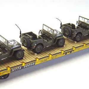 Flatcar with jeeps