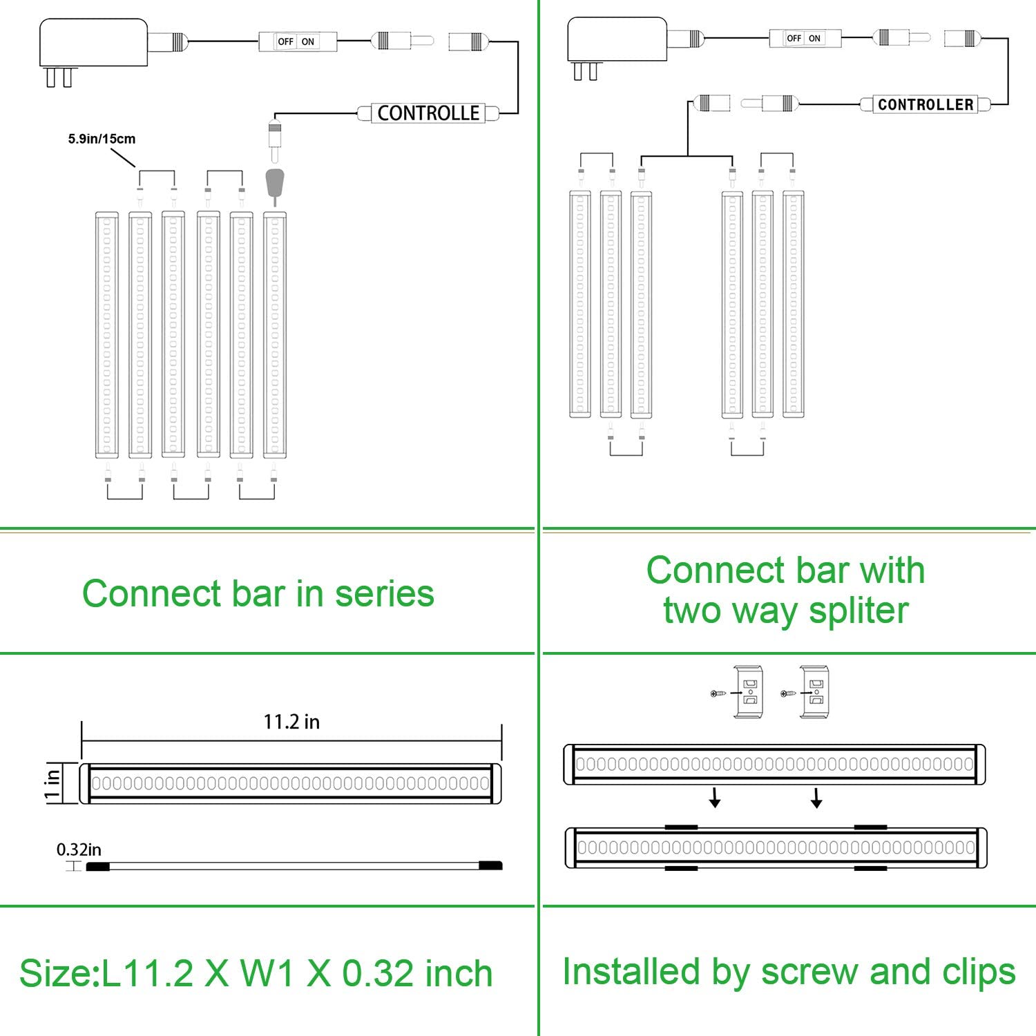 AIBOO LED Under Counter Light Rigid Bar Kit, Plug in Corded 12V LED Under Cabinet Lighting Dim...jpg