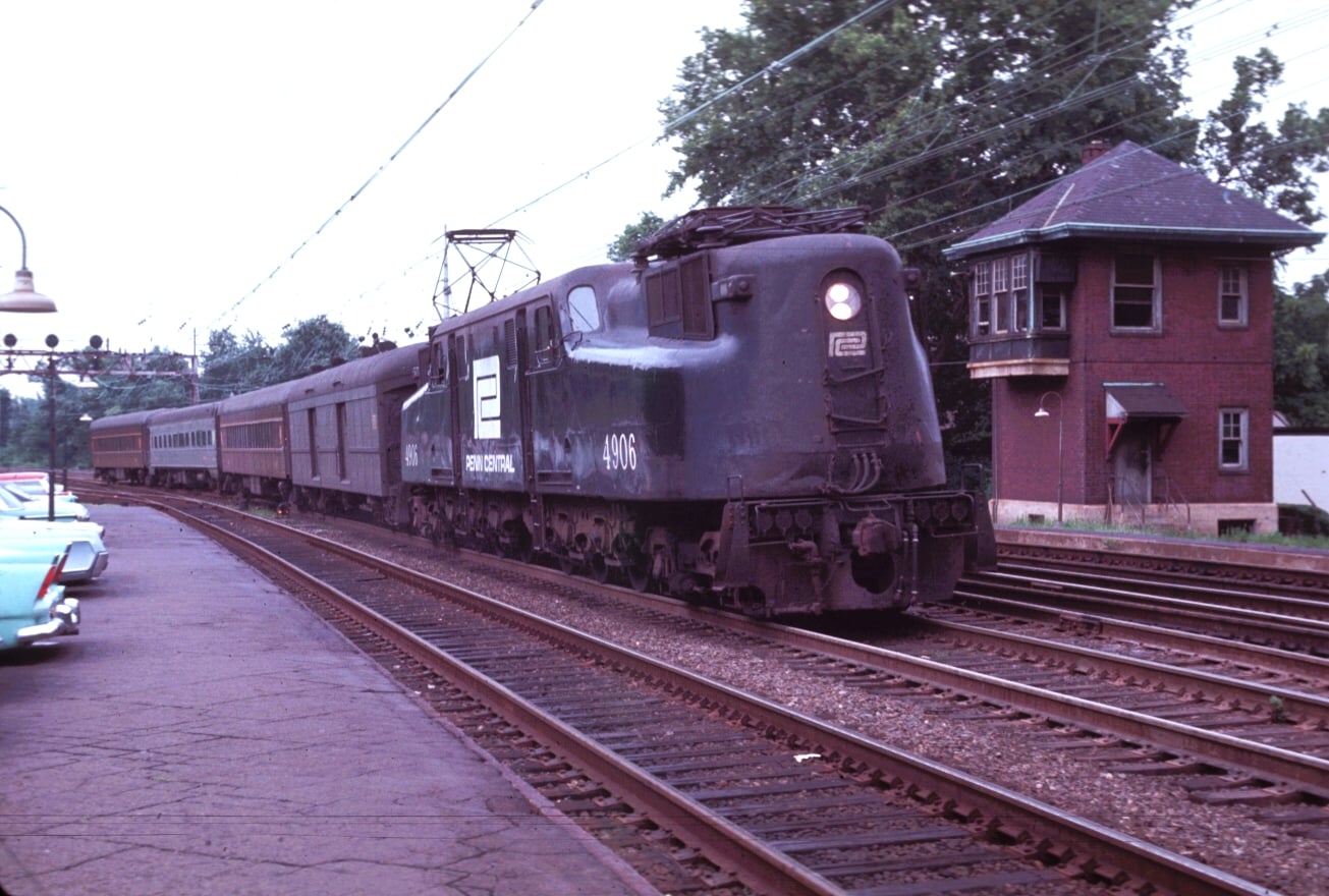 PC 4906 with Westbound passing Overbrook July 1970.jpg