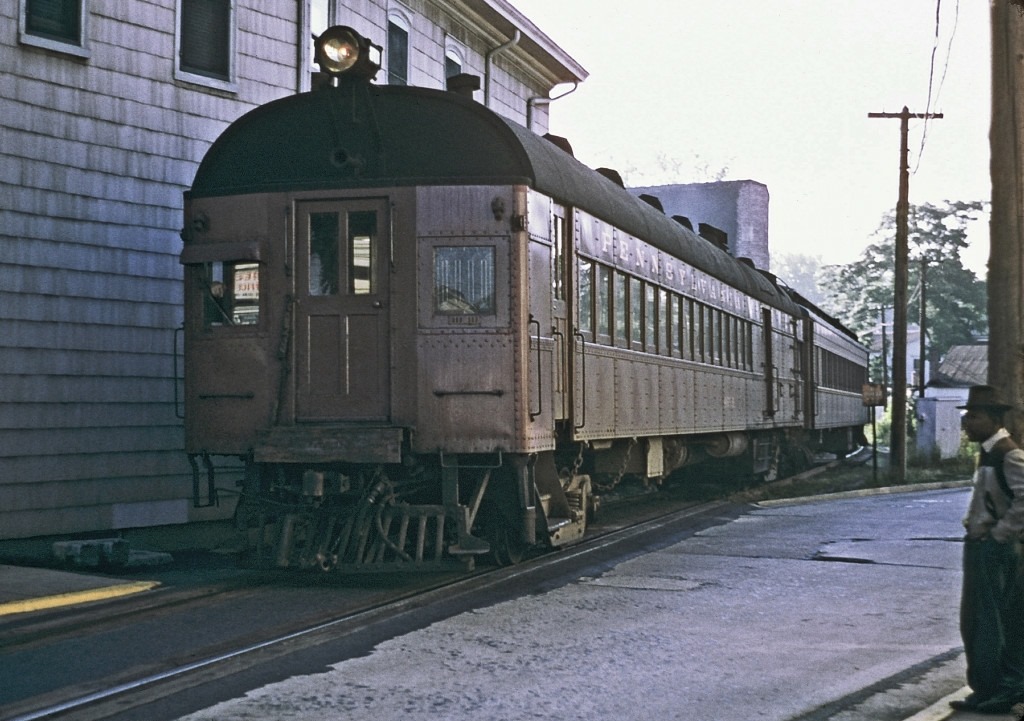PRR Gas car + P70 on Freehold Br. at Freehold 25 June 1956.jpg