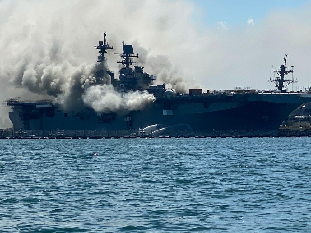 USS Bonhomme Richard on fire San Diego 7-12-2020.jpg