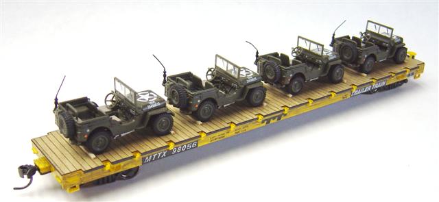 Flatcar with jeeps