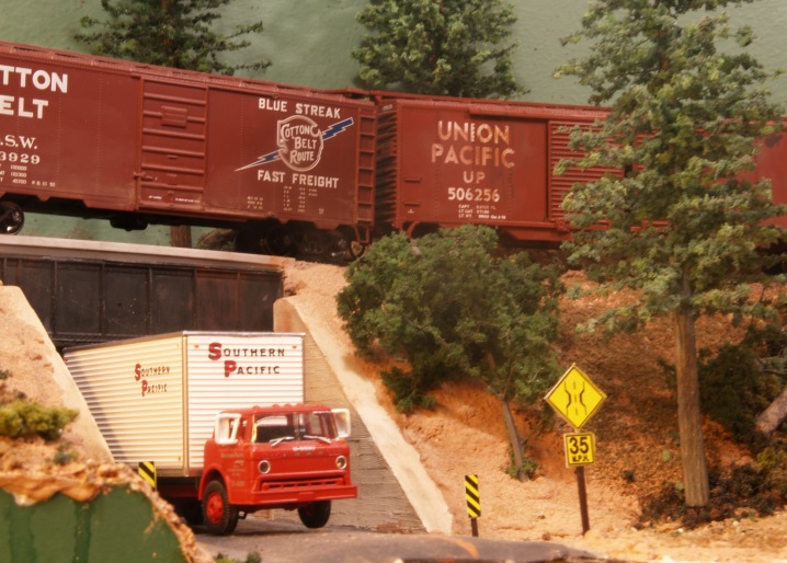 Freight on overpass on the Tam Valley RR