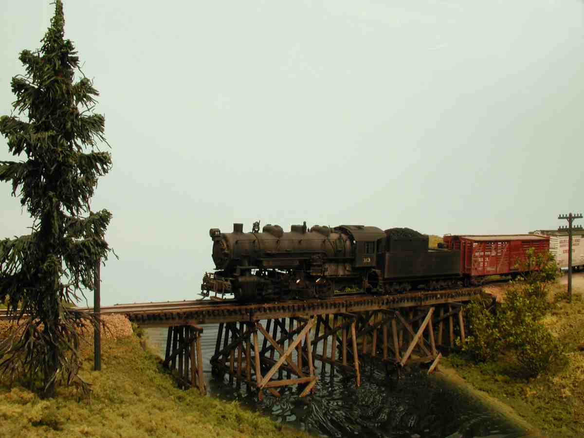 freight train at the trestle