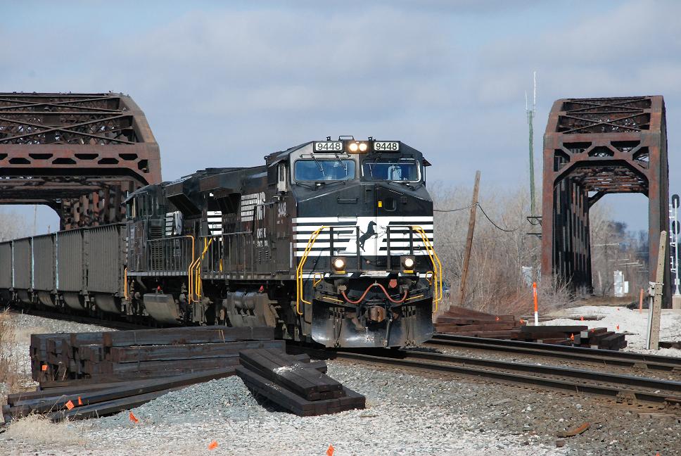 NS C40-9W #9448 Leads a coal train at Blue Island IL