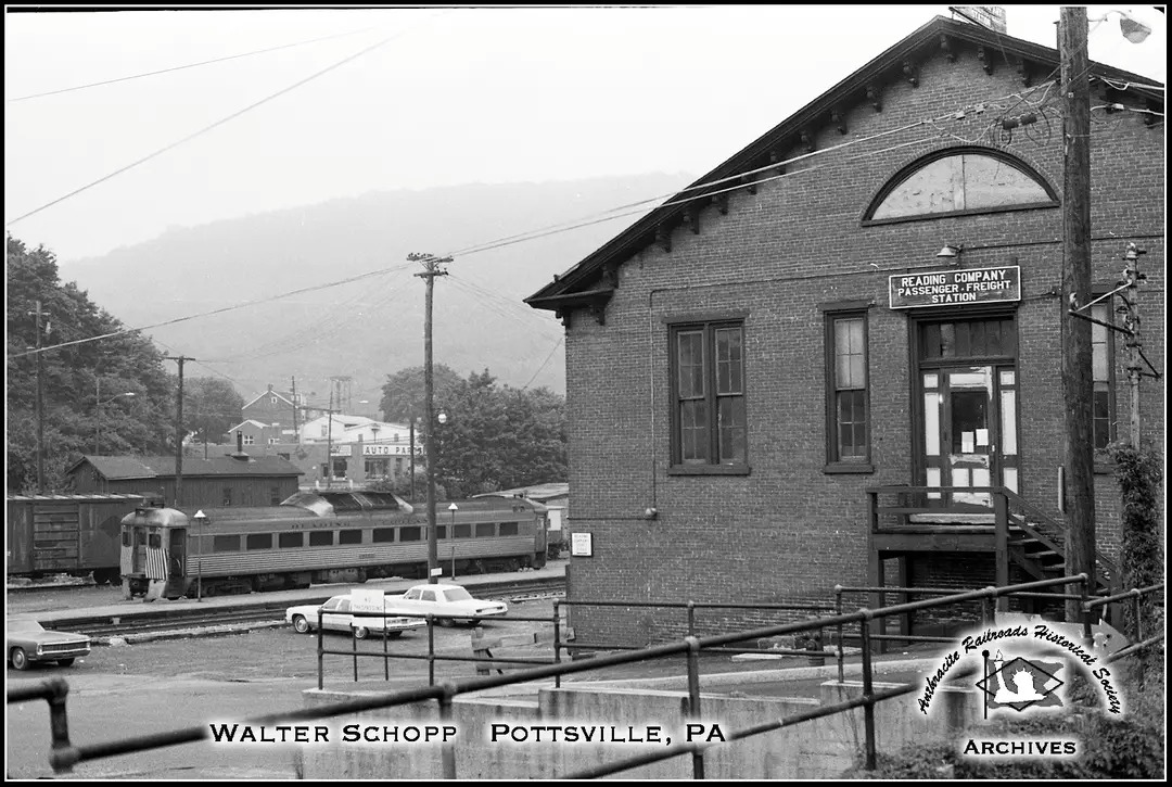 RDC-1 and Passenger-Freight Station at Pottsville PA Undated Walter Schopp Photo ARHS Archives.jpg